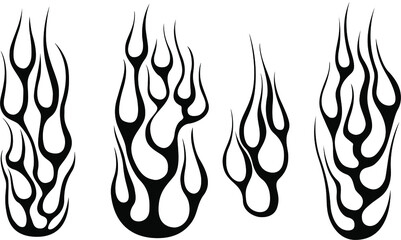 Fire flames isolated on white background. Tribal tattoo design.