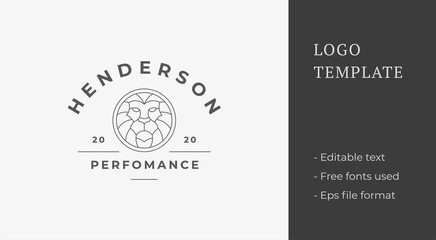 Linear style logo of lion head line style