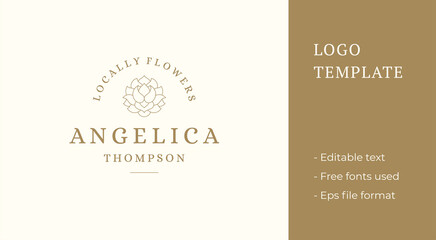 Outline graphic logo of elegant flower line style