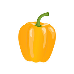 Yellow paprika pepper, flat style vector illustration isolated on white background