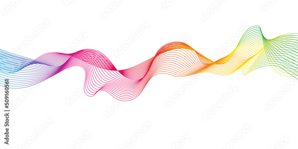 Aufkleber vector wavy lines flowing dynamic rainbow color isolated on white background. creative design templa
