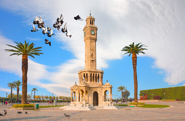 Fototapeta na wymiar Izmir clock tower. The famous clock tower became the symbol of Izmir