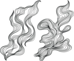 Set of abstract shapes. Hand drawn vector illustrations. Ink painting style composition