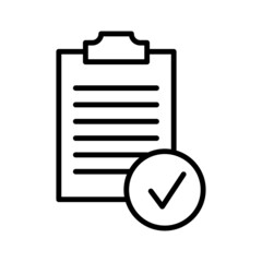 Checklist icon with check mark sign. Pictogram isolated on a white background.