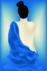 Woman Wrapped in Blue Towel