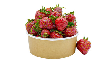 Fresh strawberry in a paper carton