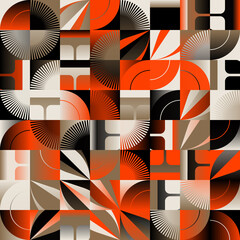 Modernism Aesthetics Inspired Vector Graphic Pattern Made With Abstract Geometric Shapes