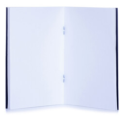 Empty white black diary notebook on white background isolation
