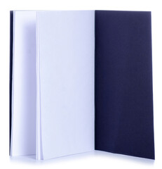 Empty white black diary notebook on white background isolation