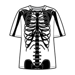 Skeleton costume Human bones on t-shirts front view men women, children for printing on clothes for Day of the dead flat beige natural color concept Vector illustration of anatomy isolated