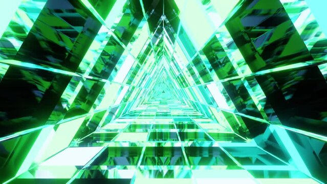Emerald crystalized triangle VJ loop tunnel background for party