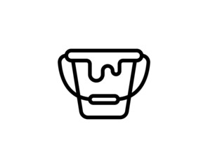 Obraz na płótnie Canvas Line bucket icon isolated on white background. Outline symbol for website design, mobile application, ui. Paint pictogram. Vector illustration, editorial stroсk.