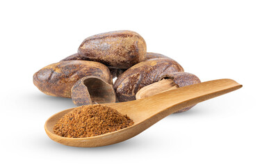 Nutmeg on white background