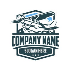 Premium Private Plane Rental Company Emblem Logo Vector