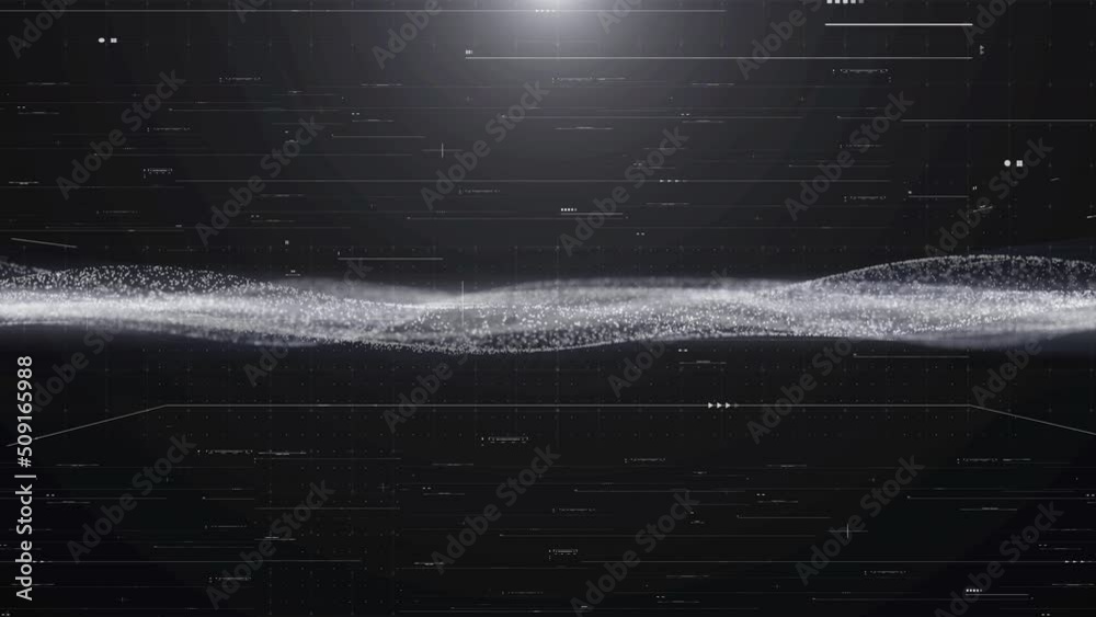 Poster Abstract Technology White Particle Dynamic Structure Moving Flowing on HUD UI Element Interface System Monitoring Control Background.
