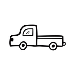Truck car. Doodle sketch scribble style. Hand drawn funny truck vector illustration.