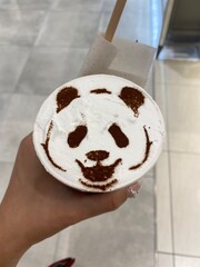 The panda chocola cocoa powders, the Japanese coffeeshop cafe mocha, 