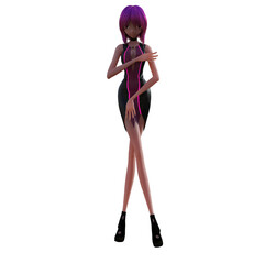 Anime girl with purple dress