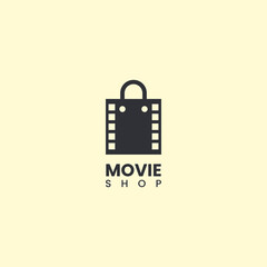 movie shop logo design, film strip with shopping book logo modern concept