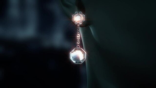pretty eardrops with shining jewels on mannequin, fictitious