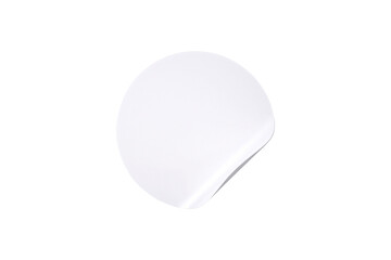Blank white rounded peel off sticker mockup isolated on white background. 3d rendering.