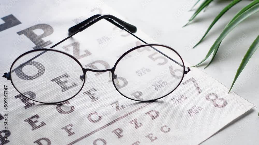 Sticker Ophthalmologist accessories glasses with a test target for vision correction