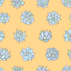 Keuken spatwand met foto Seamless vector pattern of succulents. Background for greeting card, website, printing on fabric, gift wrap, postcard and wallpapers.  © Anna Sobol