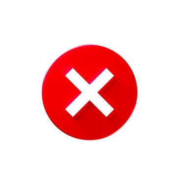 cross symbol with white background checkmark button, mobile app icon. 3d render illustration