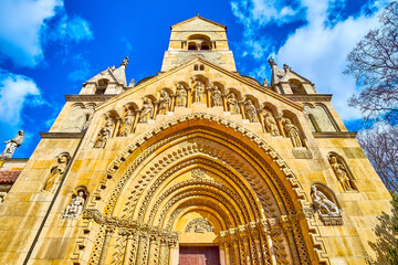 The entrance portal to Jak Chapel in Vajdahunyad Castle of Budapest, Hungary © efesenko