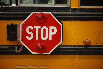 School Bus Stop Sign with Flashing Lights for Student Safety