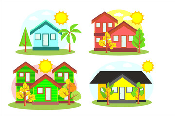 Set of House. Flat design house collection vector illustration