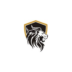 Vector illustration of a lion logo, emblem design.