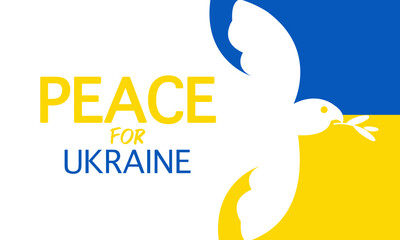 Dove and Ukraine flag in flat design in Peace for Ukraine concept illustration for banner, poster, card, background and website.