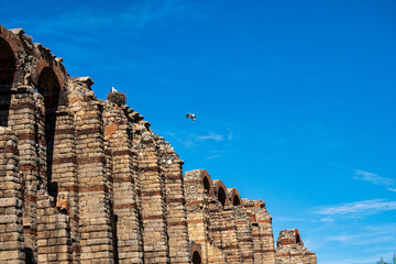 The Acueducto de los Milagros, Miraculous Aqueduct in Merida, Extremadura, Spain