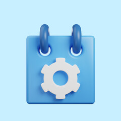 3d render icon illustration time concept calendar with gear icon