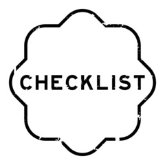 Grunge black checklist word rubber seal stamp on white background
