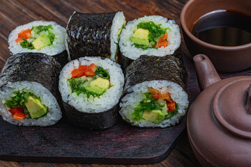 Japanese sushi - fast food. Asian traditional snack