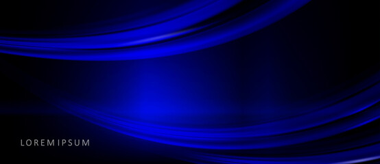 Abstract blue waves with glitter effect on black background