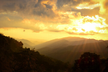 sunset over the mountains
