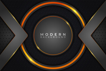 Modern Metallic Dark Background Realistic 3D Elegant Shiny Orange Circle