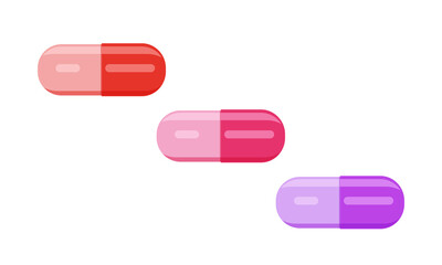 Set of color capsules isolated on white background	