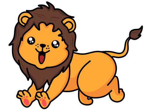 Cute lion character kawaii style