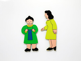 Fototapeta premium Family. Grandmother and daughter. Wife. Graphic concept. Concept image. Blood ties. Happiness. Isolated white. Weave. Weaver.