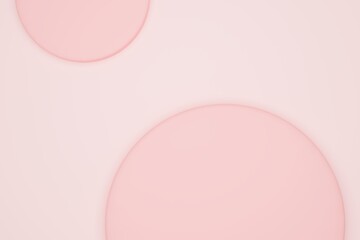 3d background red pastel color with two circle on matte plain like paper