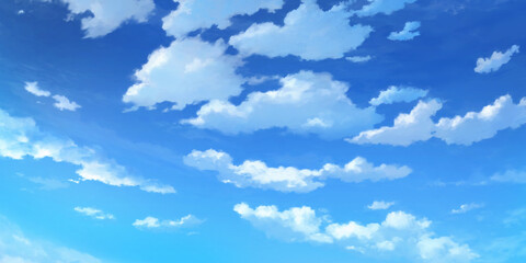 Fototapety  Clouds in a Clear Sky 01, Anime background, 2D Illustration.  