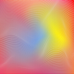 Red, yellow, blue relief background with optical illusion of distortion.