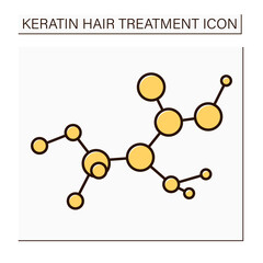 Keratin structure color icon. Fibrous structural protein. Serves important structural and protective functions.Beauty procedure concept. Isolated vector illustration