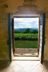 Chateau in the country side of Lyon France during the dpring