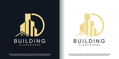 Building logo design with letter d concept Premium Vector