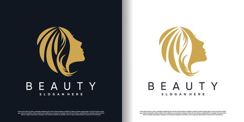 Beauty logo design with creative concept Premium Vector